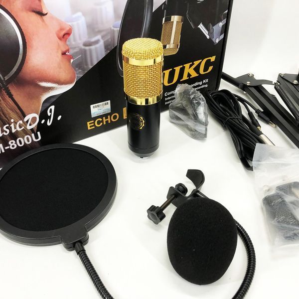 Мікрофон Студійний конденсаторний Music DJ. M-800U зі стійким та вітрозахистом ws69271 фото