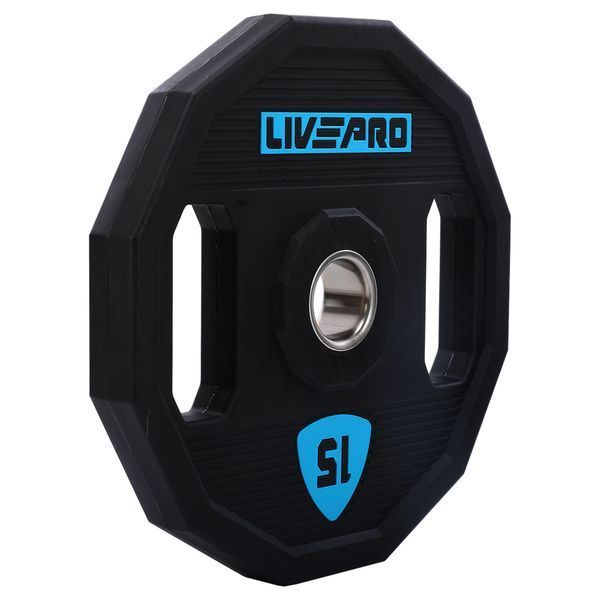 Блины диски полиуретановые 2 Handle металлическая втулка LiveUp LP8023-15 o51мм 15кг черный LP8023-15 фото
