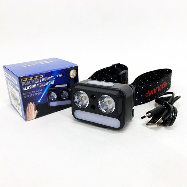 Фонарь налобный 2069-XPG+XPG+5SMD Motion sensor ws16738 фото