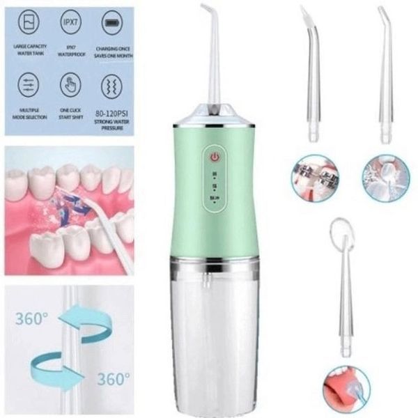 Ирригатор для чистки зубов и полости рта Oral Irrigator с аккумулятором и сменными насадками. Цвет: зеленый ws12495-2 фото
