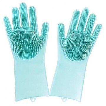 Силиконовые перчатки Magic Silicone Gloves для уборки чистки мытья посуды для дома. Цвет: бирюзовый ws22483-1 фото