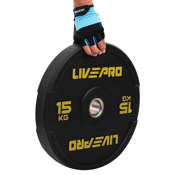 Бамперні диски гумові Bumper Plates LiveUp LP8331-15 o50.5мм 15кг чорний LP8331-15 фото