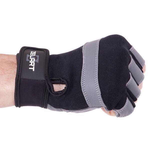 Перчатки для фитнеса и тренировок Zelart SB-161594 S-XXL черный-серый S SB-161594 фото