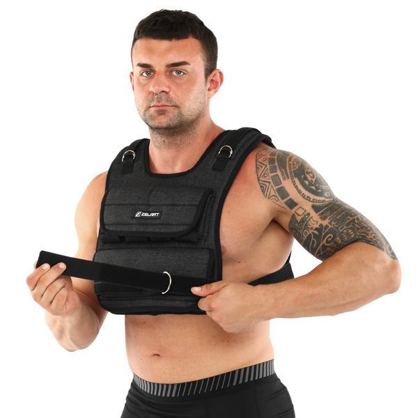 Жилет утяжелитель с регулируемым весом Zelart WEIGTH VEST TA-7805-10 вес-0,5-10кг черный TA-7805-10 фото