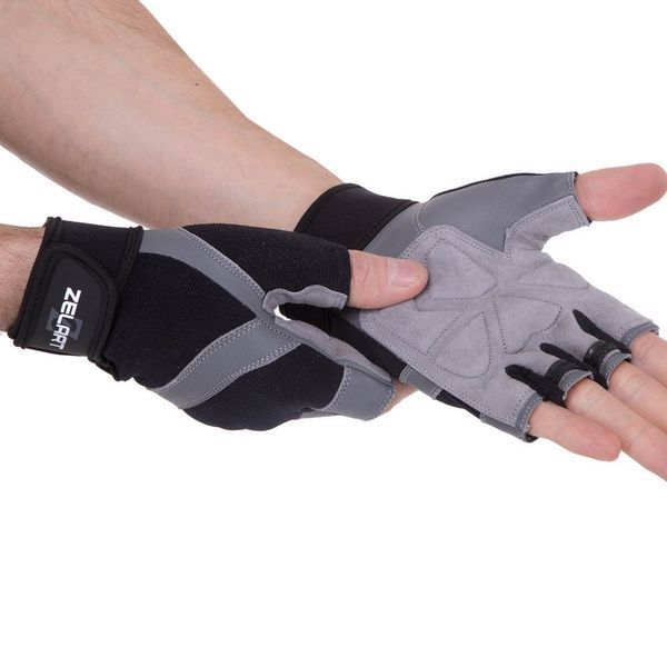 Перчатки для фитнеса и тренировок Zelart SB-161594 S-XXL черный-серый S SB-161594 фото