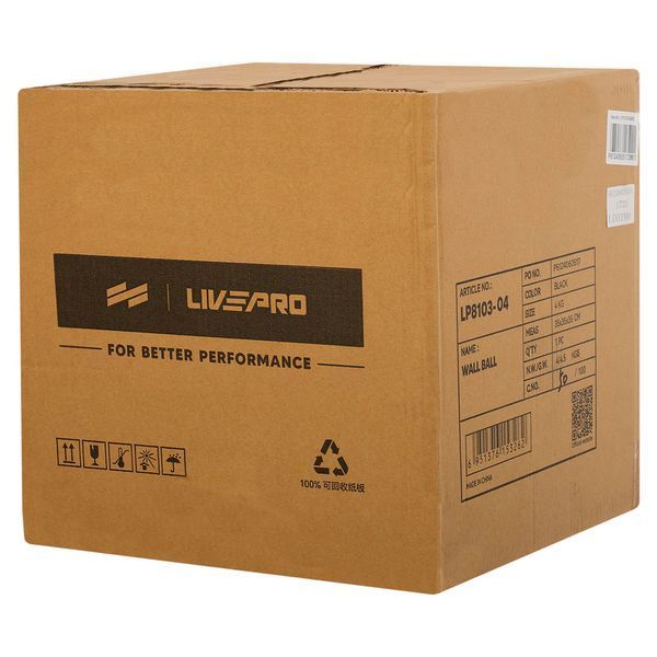 Мяч набивной медицинский для кроссфита WALL BALL LiveUp LP8103-4 4кг черный LP8103-4 фото