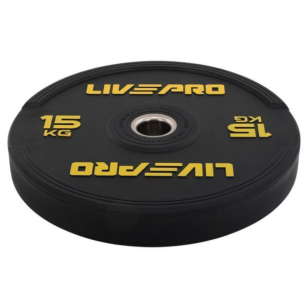 Бамперні диски гумові Bumper Plates LiveUp LP8331-15 o50.5мм 15кг чорний LP8331-15 фото