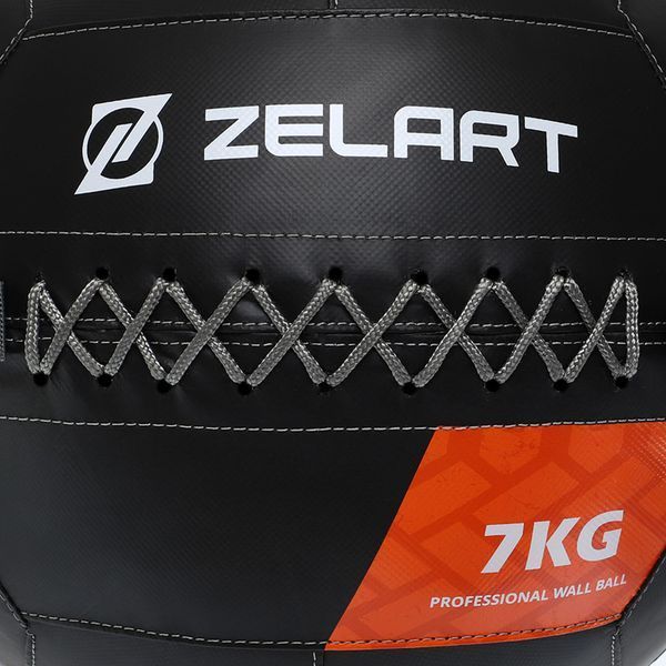 Мяч набивной медицинский для кроссфита WALL BALL Zelart TA-7822-7 вес-7кг черный TA-7822-7 фото