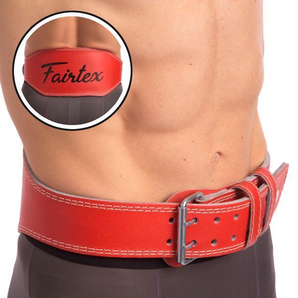 Пояс атлетический кожаный FAIRTEX 167076 спинка-15см размер-S-XL красный 167076 фото