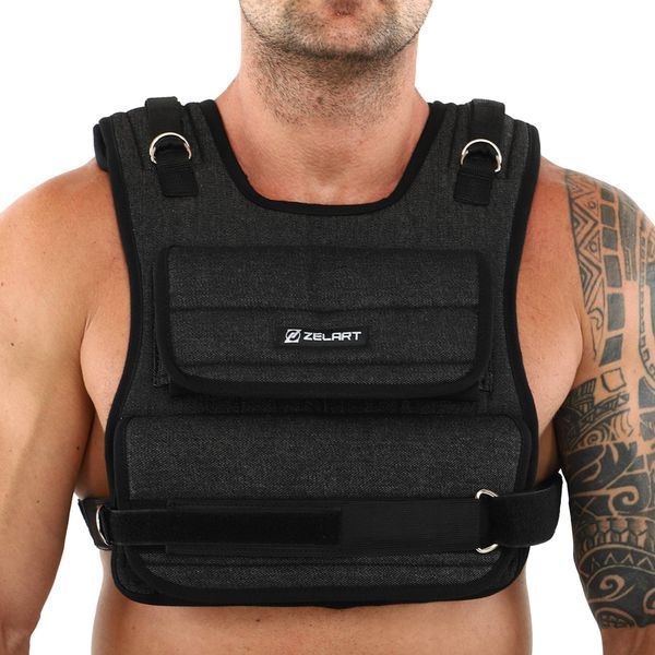 Жилет утяжелитель с регулируемым весом Zelart WEIGTH VEST TA-7805-10 вес-0,5-10кг черный TA-7805-10 фото