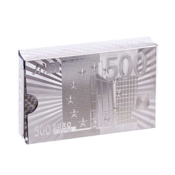 Карти гральні пластикові срібні SP-Sport SILVER 500 EURO IG-4567-S 54 карти IG-4567-S фото