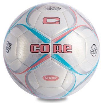 М'яч футбольний HYBRID CORE STRAP CR-015 №5 PU білий-рожевий-блакитний CR-015 фото