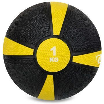Медбол мяч медицинский Medicine Ball Zelart FI-5122-1 1кг черный-желтый FI-5122-1 фото