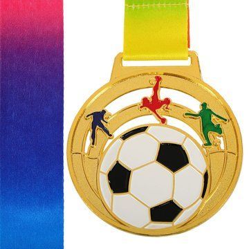 Медаль спортивная с лентой цветная тематическая SP-Sport Футбол C-0636 o6,5см золото C-0636 фото
