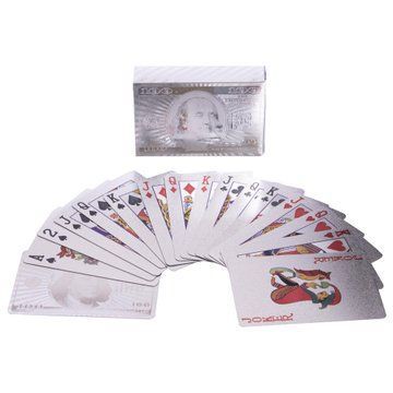 Карты игральные пластиковые серебряные SP-Sport SILVER 100 DOLLAR IG-4566-S 54 карты IG-4566-S фото