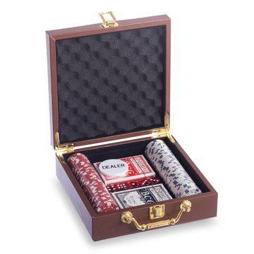 Набор для покера в кейсе из экокожи Poker game set SP-Sport PK100L 100 фишек PK100L фото