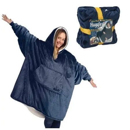 Плед толстовка с капюшоном и рукавами Huggle Hoodie оверсайз. Цвет: синий ws96134 фото