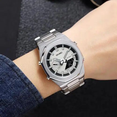 Часы наручные мужские SKMEI 1816SIBK, фирменные спортивные часы, оригинальные мужские часы ws72643 фото