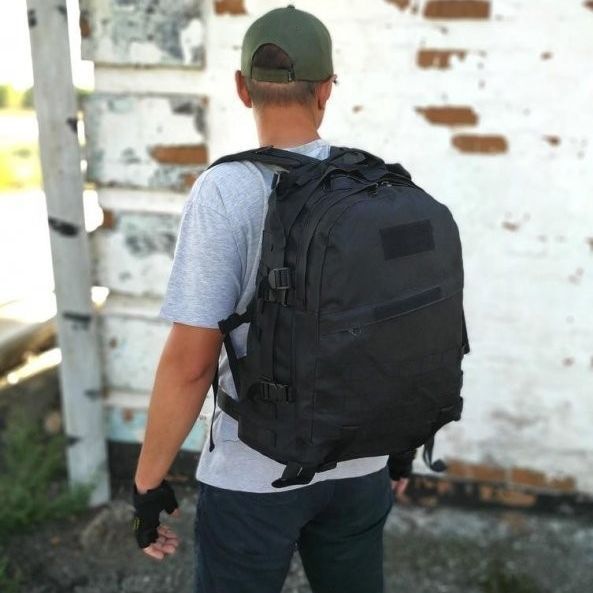 Рюкзак Тактический на 40л штурмовой туристический с системой MOLLE Черный большой ws69791 фото