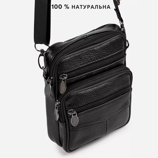 Стильна чоловіча сумка через плече з натуральної шкіри, компактний розмір, багато відділень ws14228 фото