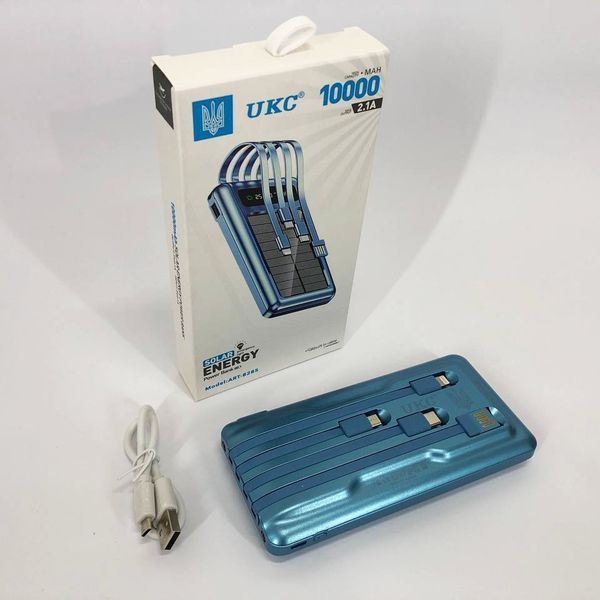 Портативний зарядний пристрій на 10000 mAh, Power Bank на сонячній батареї, заряджання. Колір: синій ws93361 фото