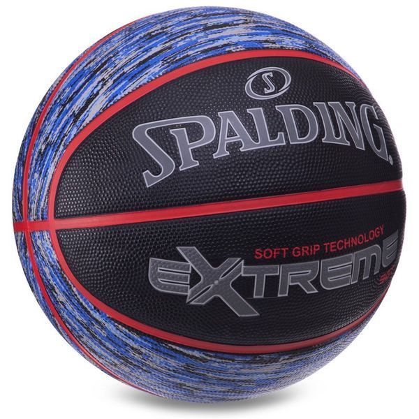Мяч баскетбольный резиновый SPALDING NBA Extreme SGT 83501Z размер 7 черный-синий 83501Z фото