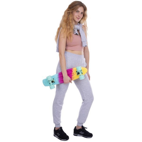 Пенни борд Penny Board круизер пластиковый 22' FISH COLOR SK-402-10 желтый-малиновый-мятный SK-402-10 фото