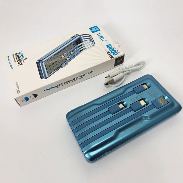 Портативний зарядний пристрій на 10000 mAh, Power Bank на сонячній батареї, заряджання. Колір: синій ws93361 фото
