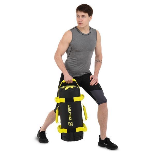 Мешок утяжелитель для функционального тренинга Power Bag Zelart TA-7825-5 5кг черный-желтый TA-7825-5 фото