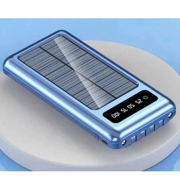 Портативний зарядний пристрій на 10000 mAh, Power Bank на сонячній батареї, заряджання. Колір: синій ws93361 фото