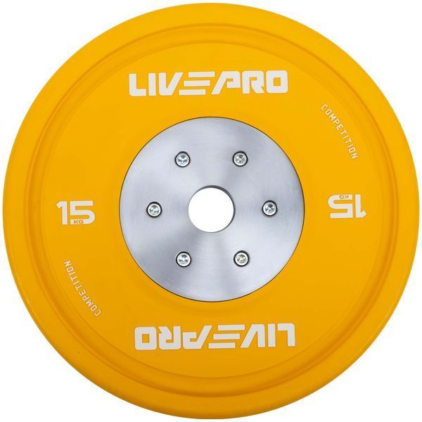 Бамперные диски резиновые Bumper Plates LiveUp LP8335-15 o50.5мм 15кг желтый LP8335-15 фото