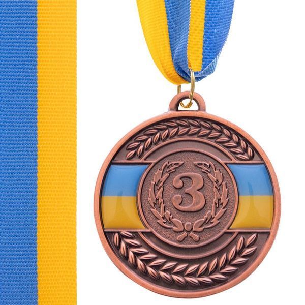 Медаль спортивная с лентой SP-Sport UKRAINE с украинской символикой C-6865 o5см золото, серебро, бронза C-6865 фото