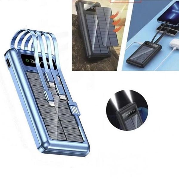 Портативний зарядний пристрій на 10000 mAh, Power Bank на сонячній батареї, заряджання. Колір: синій ws93361 фото