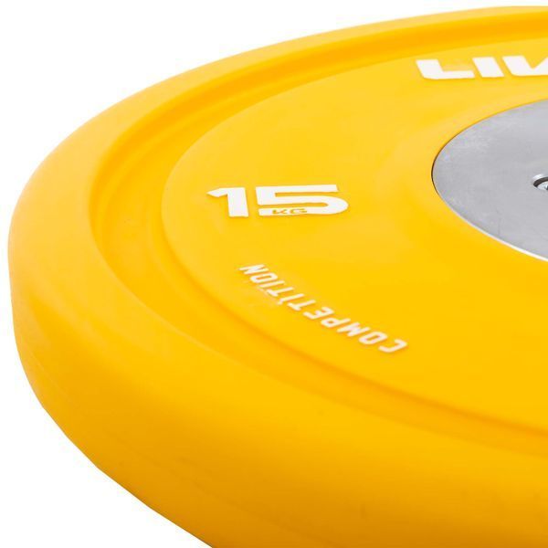Бамперные диски резиновые Bumper Plates LiveUp LP8335-15 o50.5мм 15кг желтый LP8335-15 фото