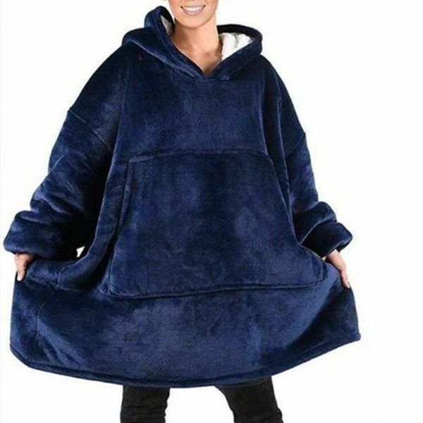 Плед толстовка с капюшоном и рукавами Huggle Hoodie оверсайз. Цвет: синий ws96134 фото