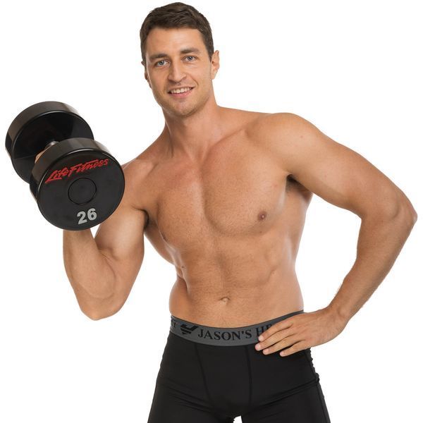 Гантель цельная профессиональная с полиуретановым покрытием LIFE FITNESS SC-80081-26 1шт 26кг черный-красный SC-80081-26 фото