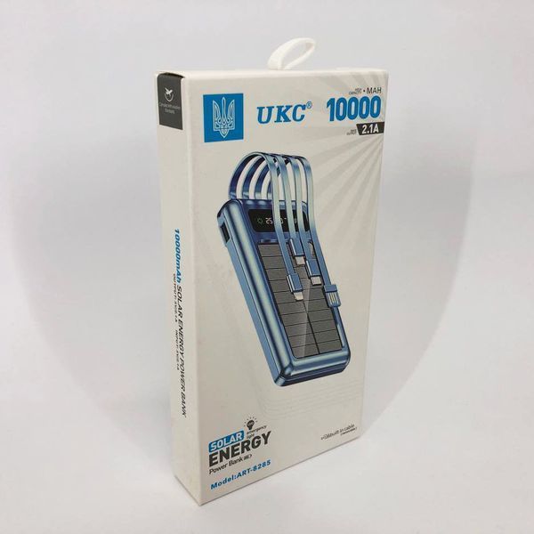 Портативний зарядний пристрій на 10000 mAh, Power Bank на сонячній батареї, заряджання. Колір: синій ws93361 фото