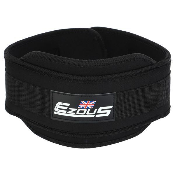 Пояс атлетичний для обтяження текстильний з ланцюгом та карабіном EZOUS DIP BELT N-02 спинка-16см чорний N-02 фото