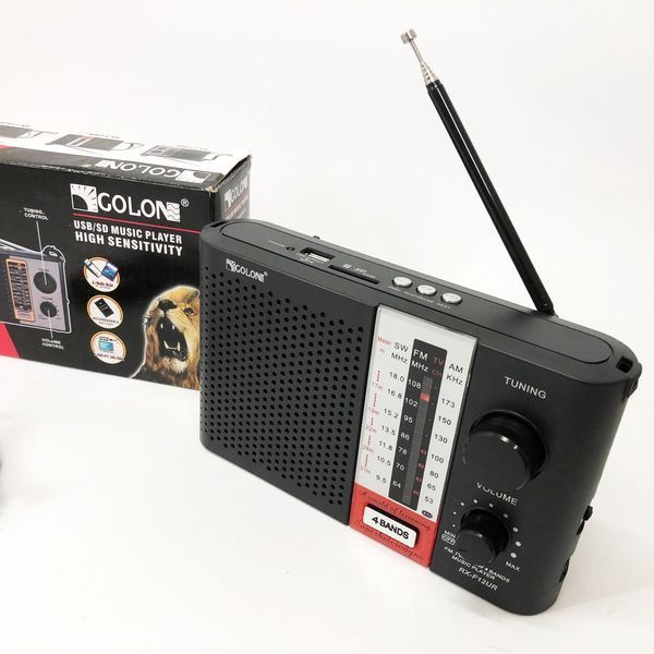 Радиоприемник переносной GOLON RX F12 AM/FM/SW, Радиоприемник am fm, Радио переносное фм. Цвет: черный ws83858-1 фото