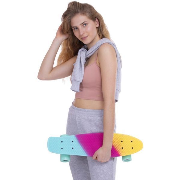 Пенни борд Penny Board круизер пластиковый 22' FISH COLOR SK-402-10 желтый-малиновый-мятный SK-402-10 фото