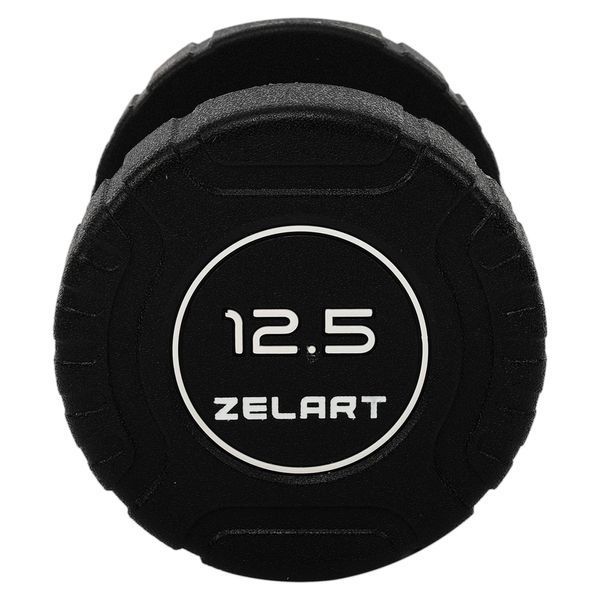 Гантель цільна професійна CPU покриття Zelart TA-3111-12_5 1шт 12,5кг чорний TA-3111-12_5 фото