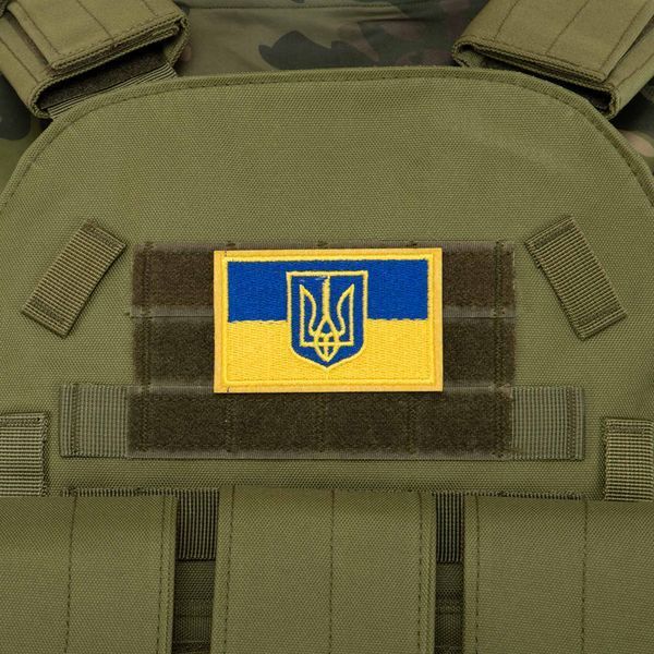 Шеврон патч на липучке 'Флаг Украины с гербом' TY-9926 желтый-голубой TY-9926 фото