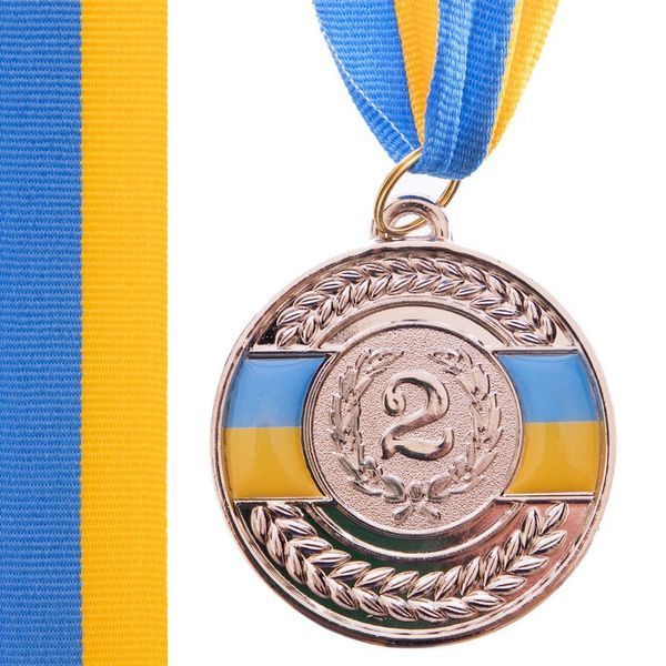 Медаль спортивная с лентой SP-Sport UKRAINE с украинской символикой C-6865 o5см золото, серебро, бронза C-6865 фото