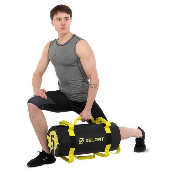 Мешок утяжелитель для функционального тренинга Power Bag Zelart TA-7825-5 5кг черный-желтый TA-7825-5 фото