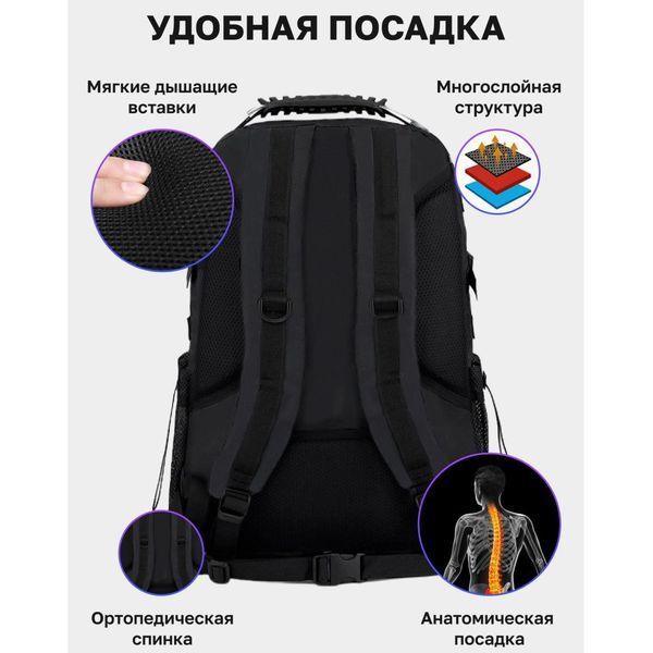 Рюкзак Тактический на 40л штурмовой туристический с системой MOLLE Черный большой ws69791 фото