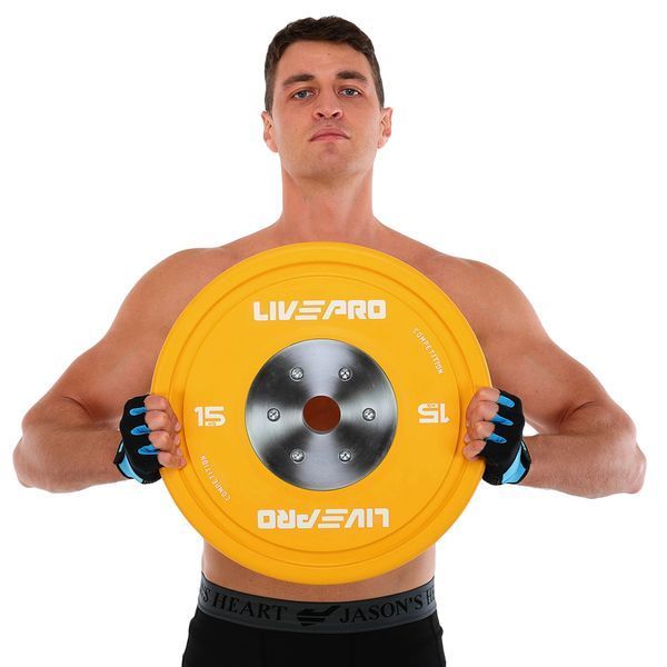 Бамперные диски резиновые Bumper Plates LiveUp LP8335-15 o50.5мм 15кг желтый LP8335-15 фото