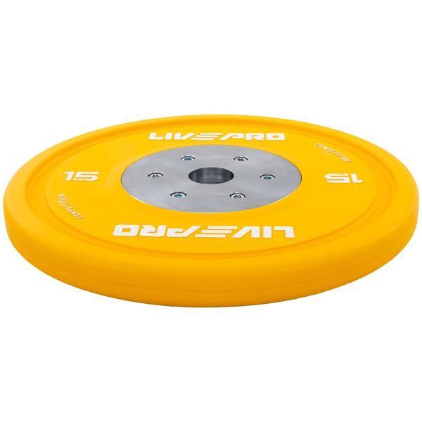 Бамперные диски резиновые Bumper Plates LiveUp LP8335-15 o50.5мм 15кг желтый LP8335-15 фото