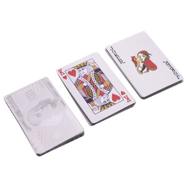 Карты игральные пластиковые серебряные SP-Sport SILVER 100 DOLLAR IG-4566-S 54 карты IG-4566-S фото