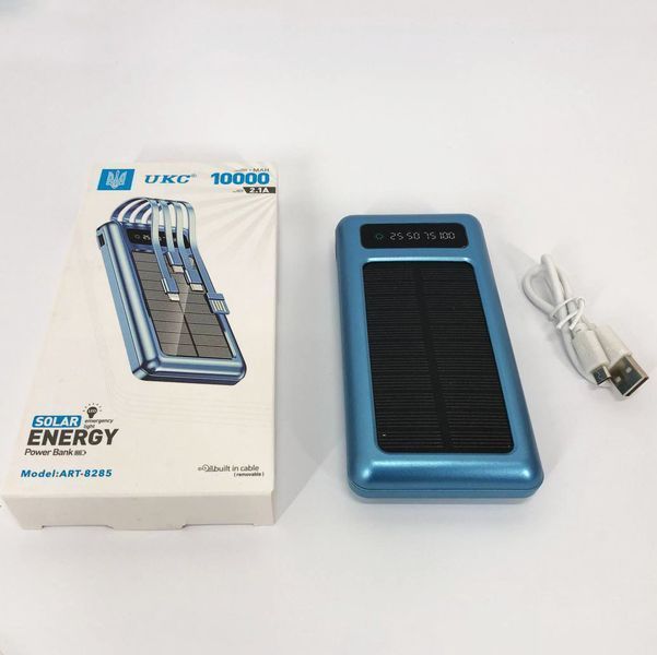 Портативний зарядний пристрій на 10000 mAh, Power Bank на сонячній батареї, заряджання. Колір: синій ws93361 фото