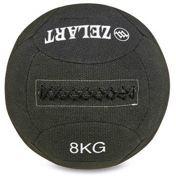 Мяч набивной медицинский для кроссфита в кевларовой оболочке WALL BALL Zelart FI-7224-8 8кг черный FI-7224-8 фото